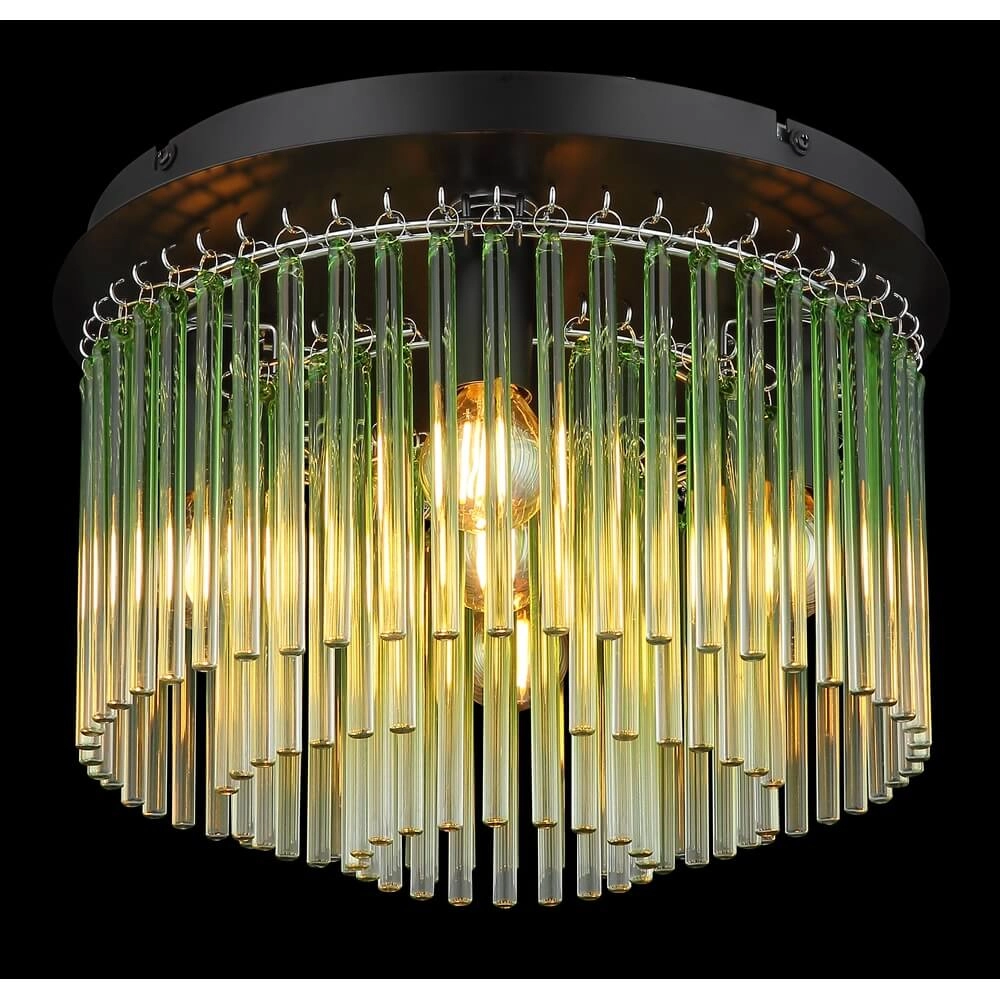 Black ceiling lamp Gorley with green glass Ø 32cm Globo 9007371468980