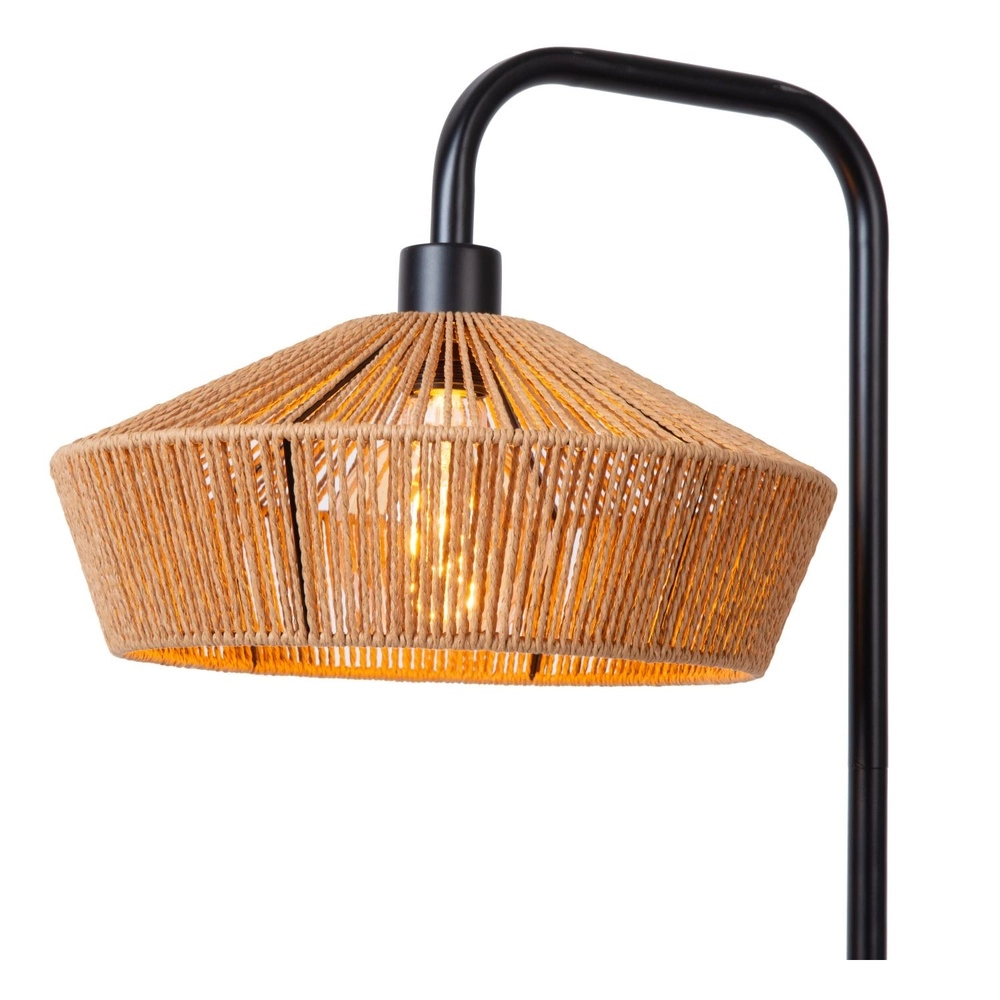 Floor lamp Yunkai black with rattan Lucide 5411212106209