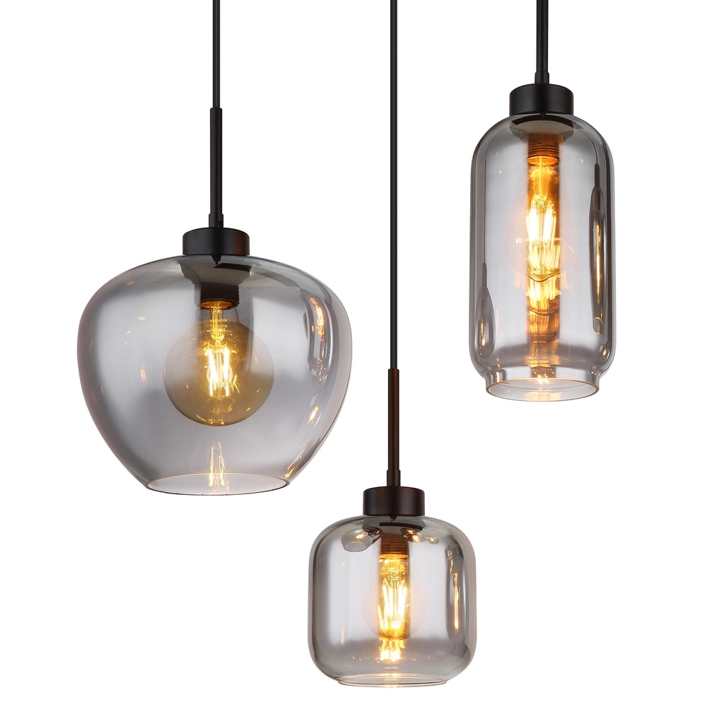 6-light pendant lamp Matt black with smoke glass Globo 9007371454259