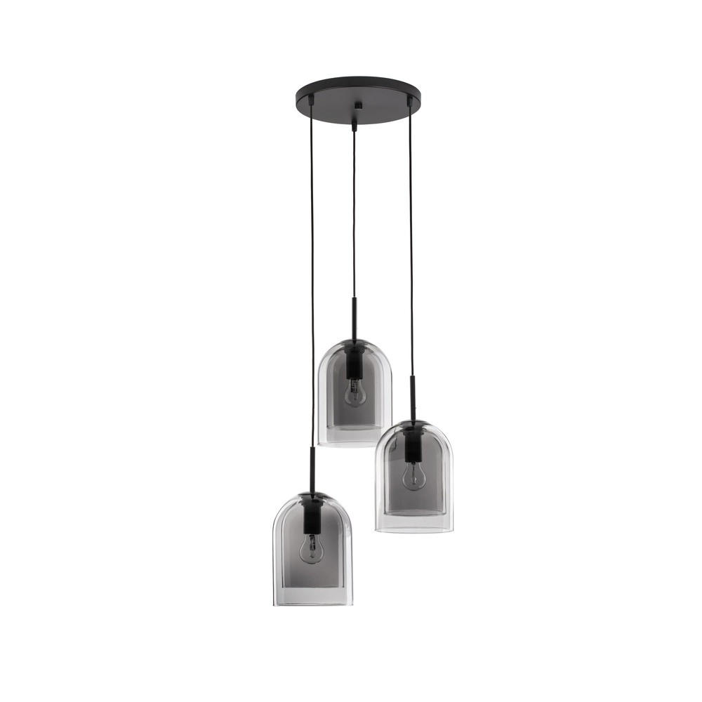 Pendant lamp Velor 3-light black round Lyora 5212017431189