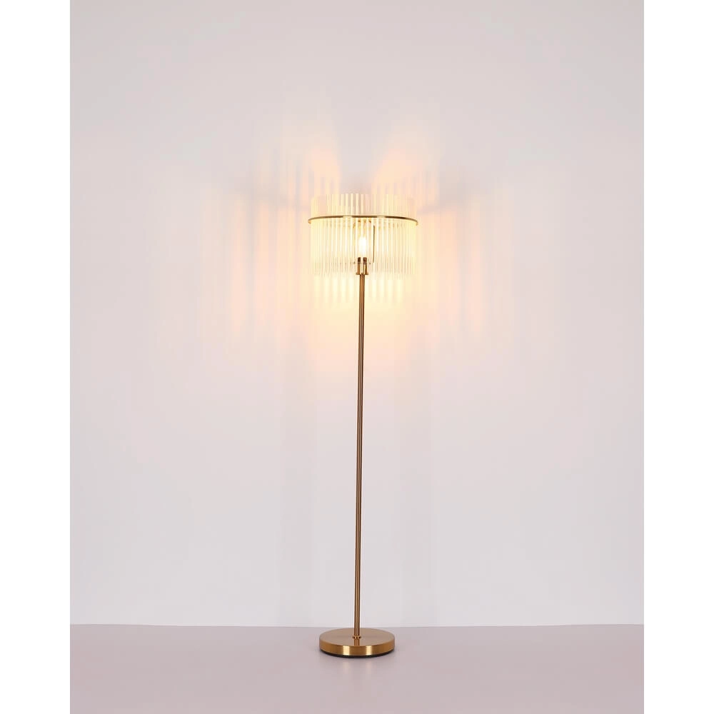 Golden floor lamp Gorley with glass Ø 38cm Globo 9007371446810
