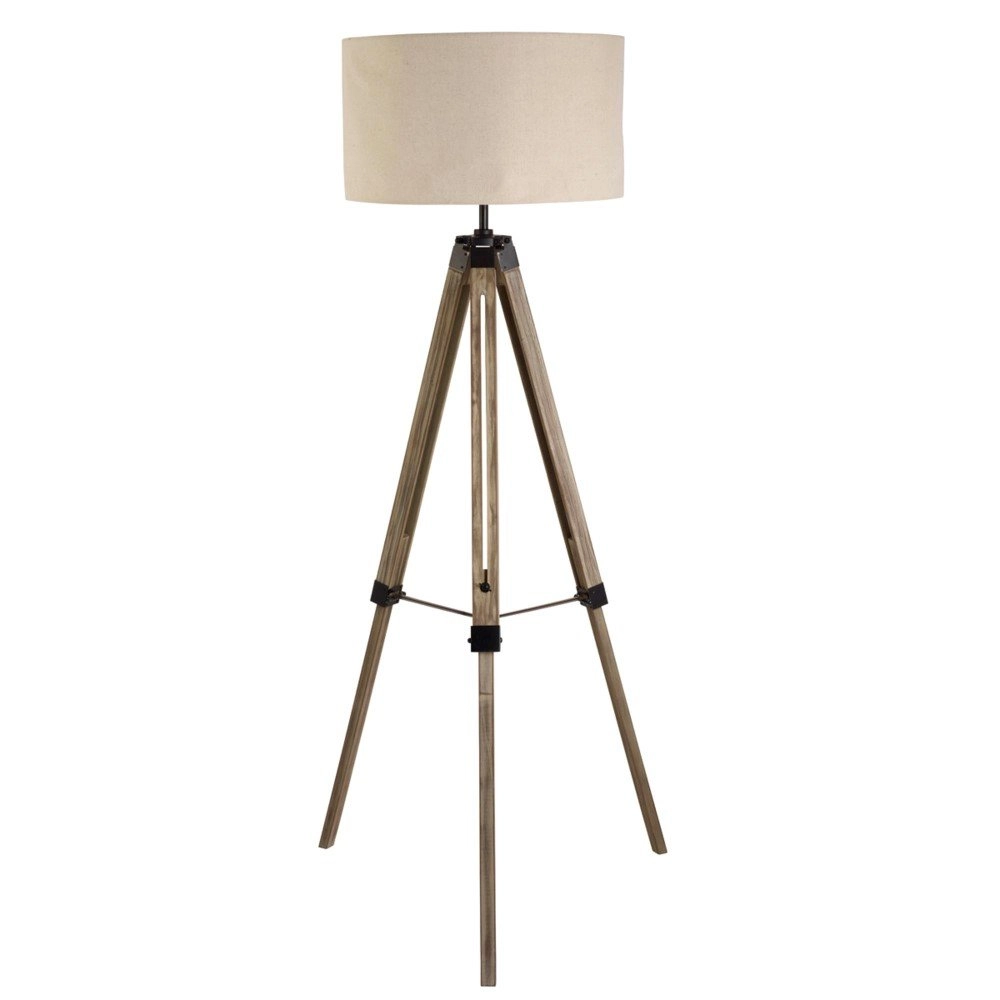 Country floor lamp Easel 145cm Tripod wood with taupe