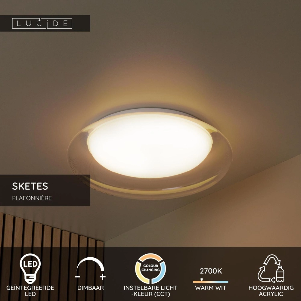 Ceiling light Sketes transparent Ø 35,2cm Lucide 5411212782908