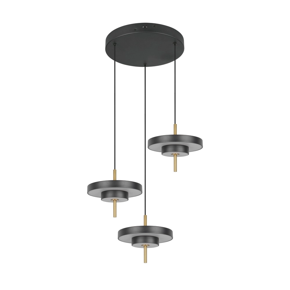 3-light pendant lamp Keaton Round black with gold Trio 4017807655247
