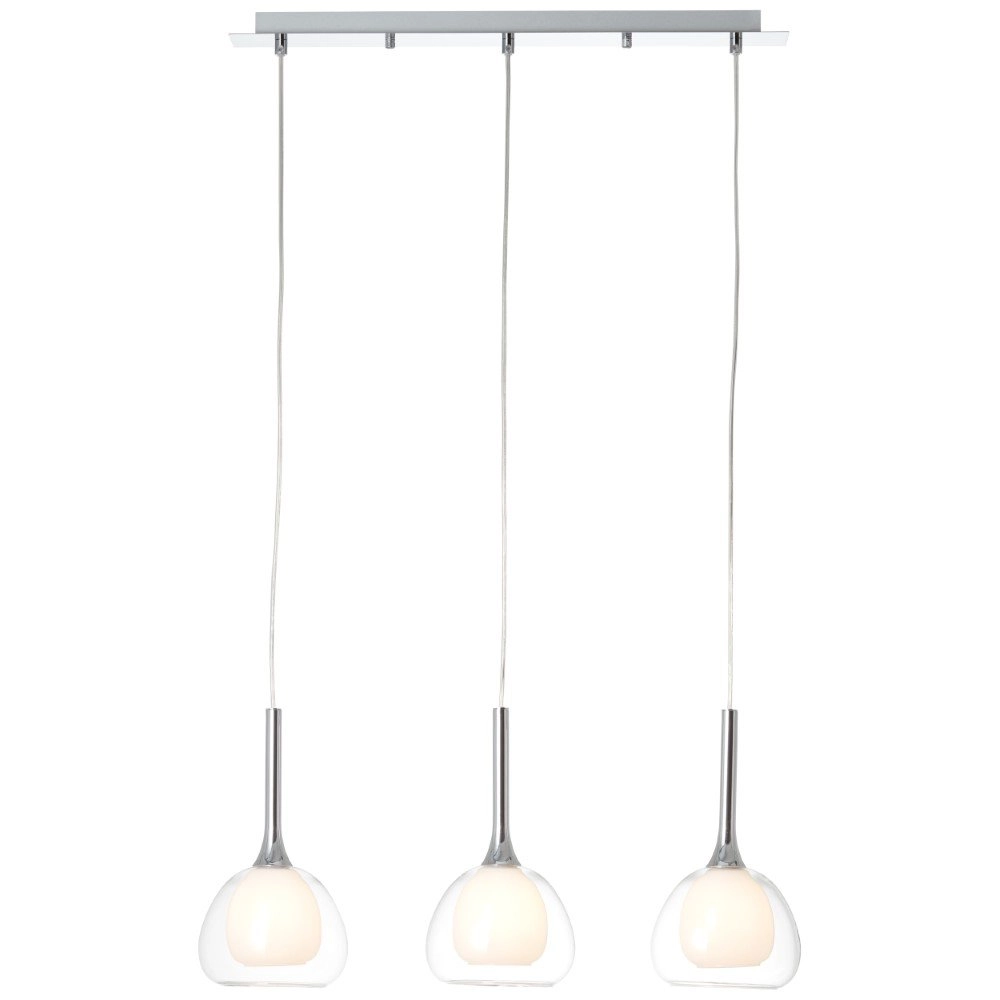 Dining room hanging lamp Hadan chrome with clear glass