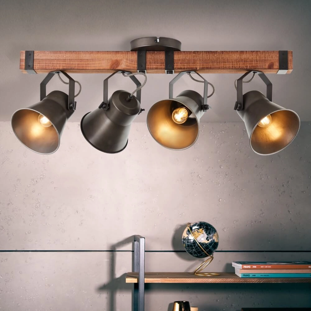 4-light ceiling lamp Decca black with brown Brilliant 4004353361456