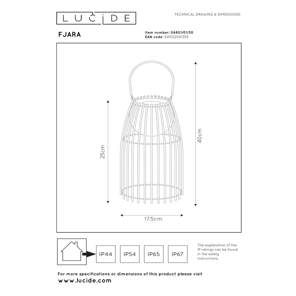 Rechargeable table lamp Fjara Black Lucide 5411212061355