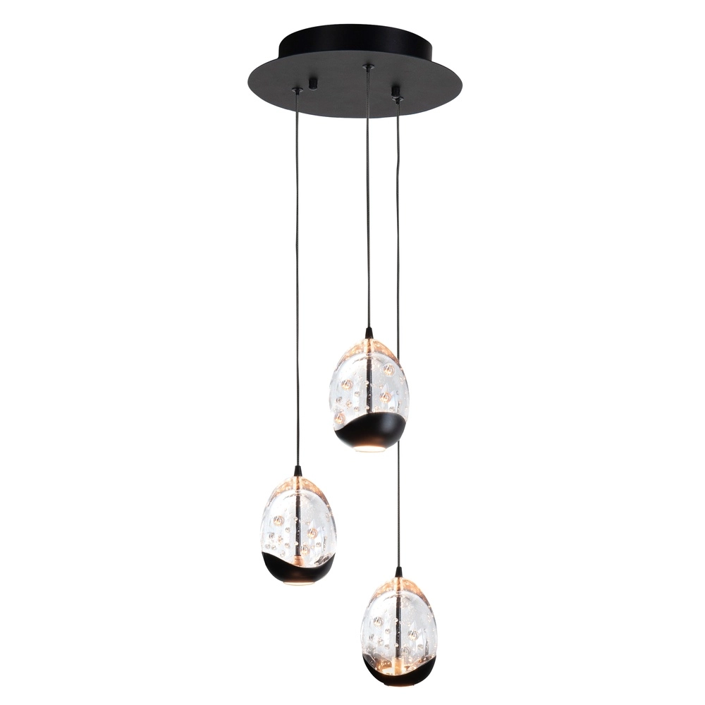 Pendant lamp Clear Egg black 3-lights
