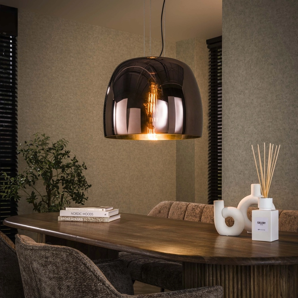 Glass pendant lamp Drift Ø 48cm - copper glass