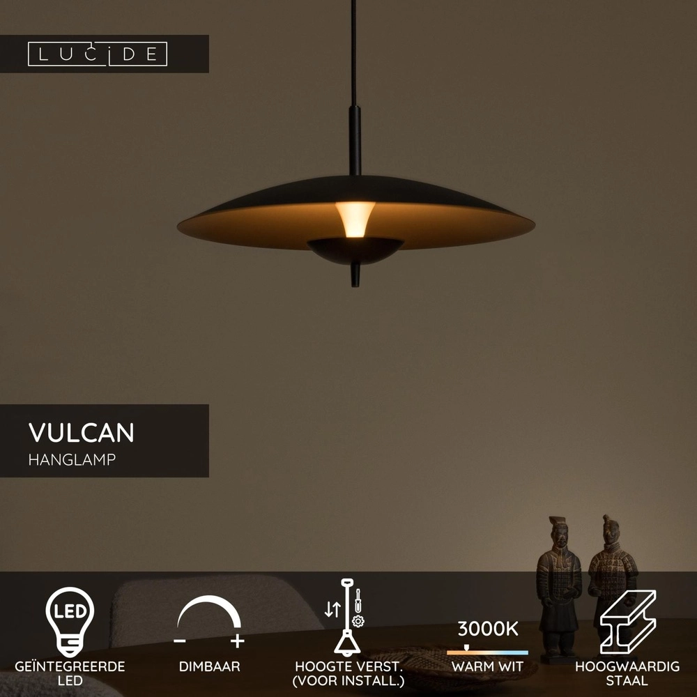 Design pendant lamp Vulcan gold with black Lucide 5411212303455