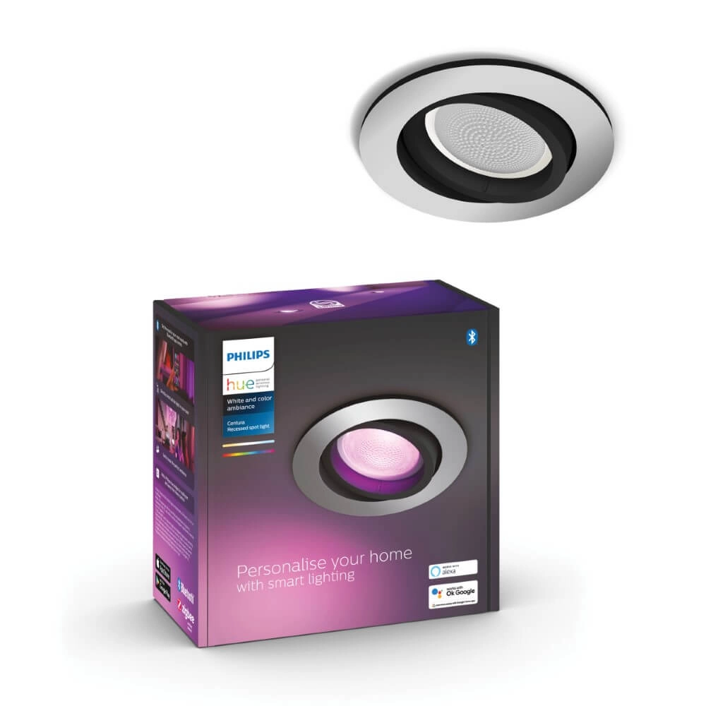 Round recessed spotlight Hue Centura - White and Color orientable silver-gray Philips 8720169318793