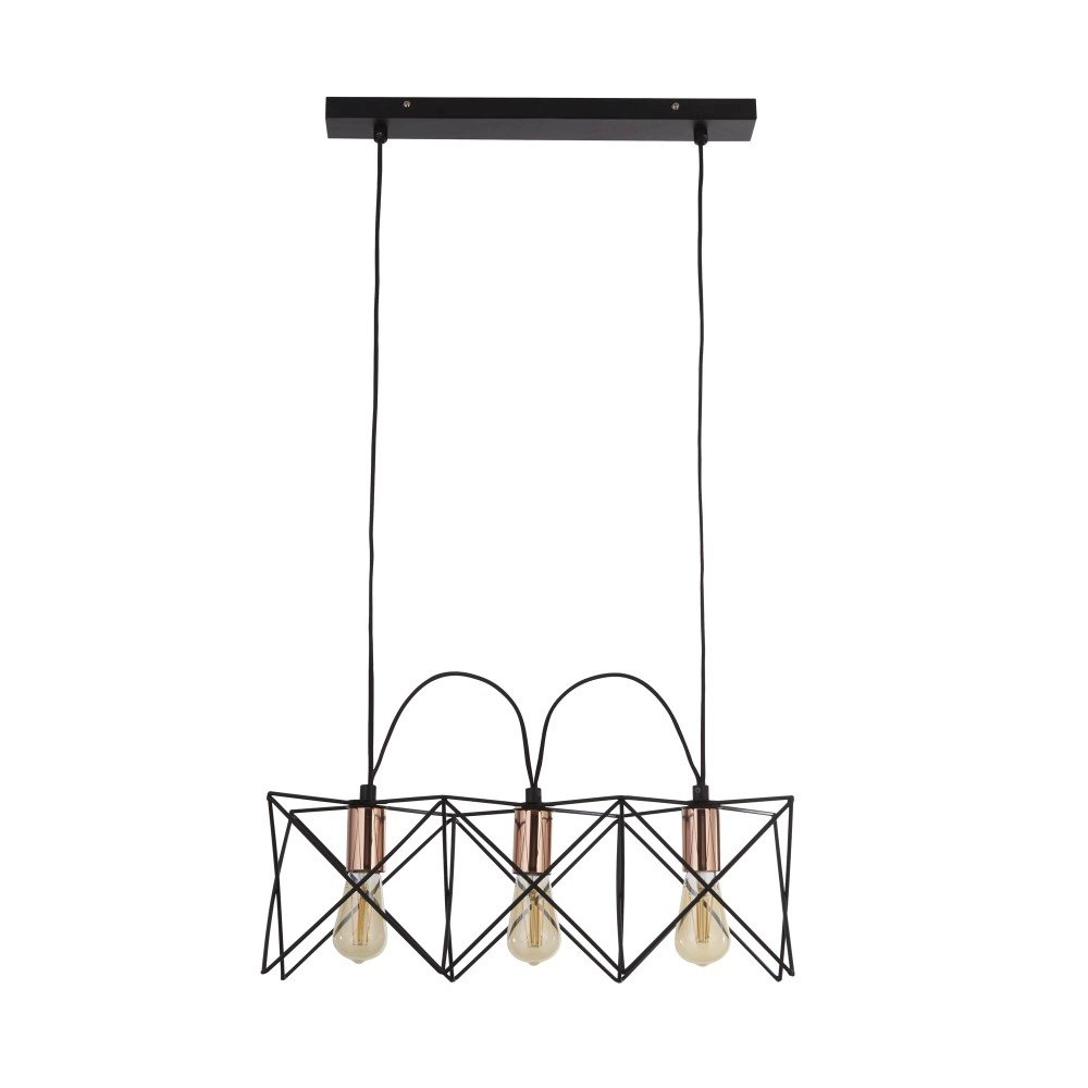 Dining room pendant lamp Anthea 3-light black with copper