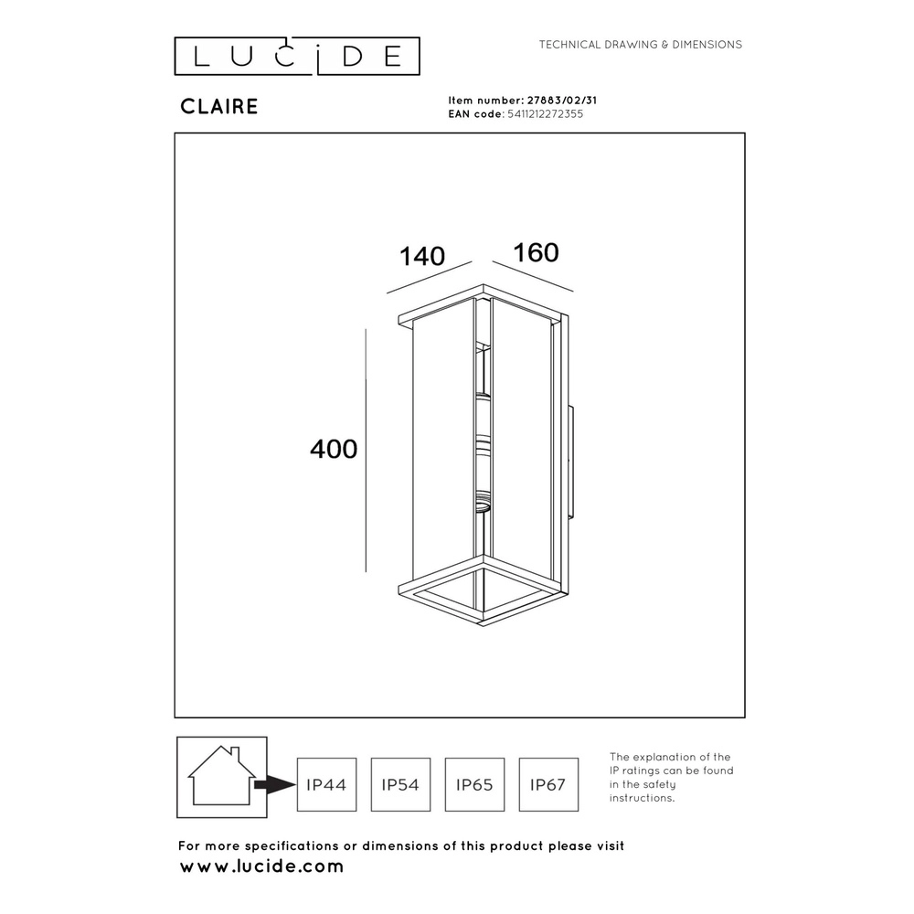 Sleek wall lamp Claire double white Lucide 5411212272355