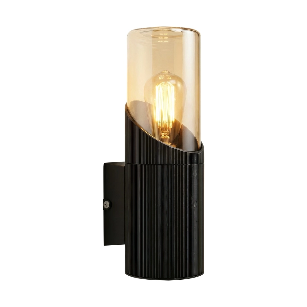 Design wall lamp Broadway black with amber glass single