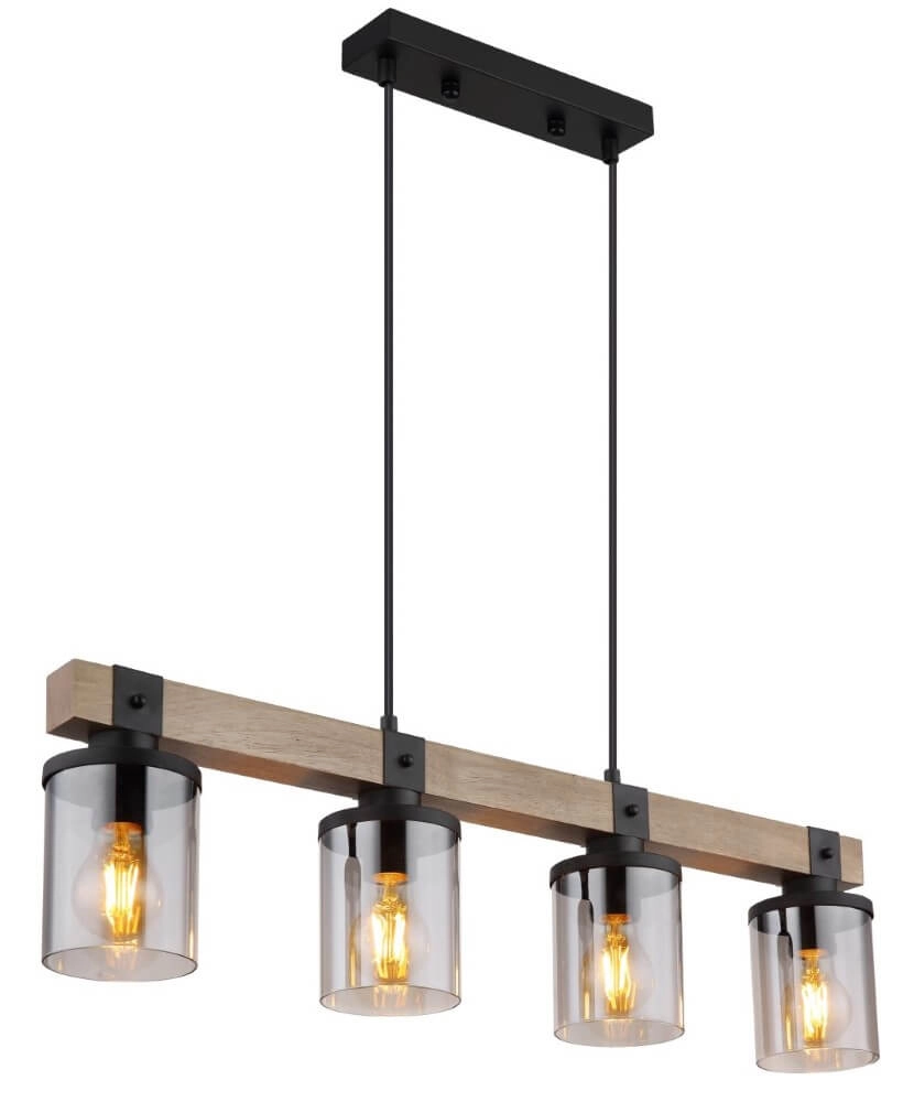 Wooden pendant lamp Lila 4-light