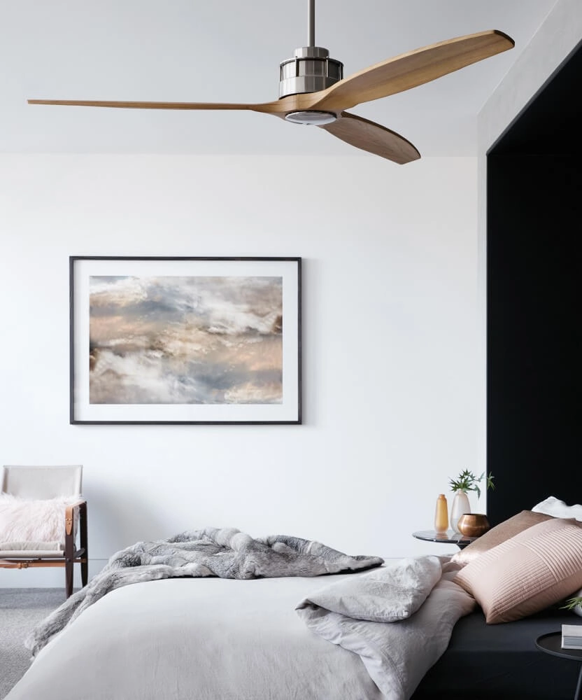 Wooden ceiling fan with stainless steel Airfusion Akmani Ø 152cm Beacon 9333509103981