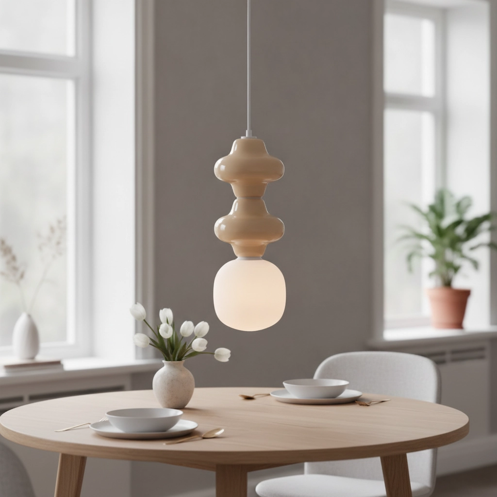 Pendant lamp Clio M yellow ceramic with white glass