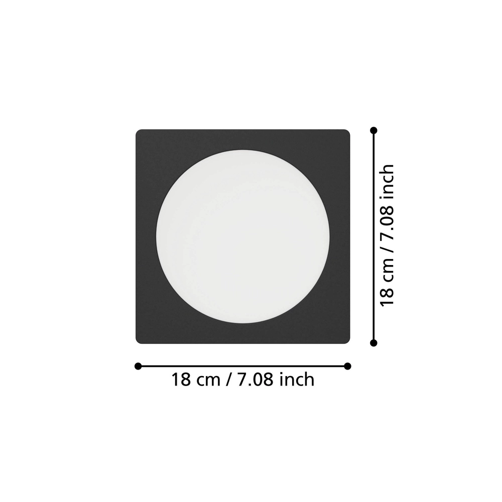 Recessed lamp Fueva 6 Square - Black - 16.6x16.6cm Eglo 9008606330720