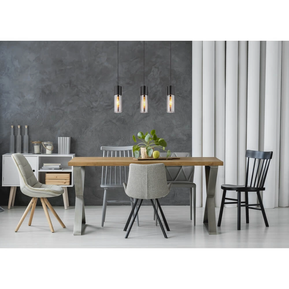 Sleek pendant lamp Annika 3-light black Globo 9007371478170