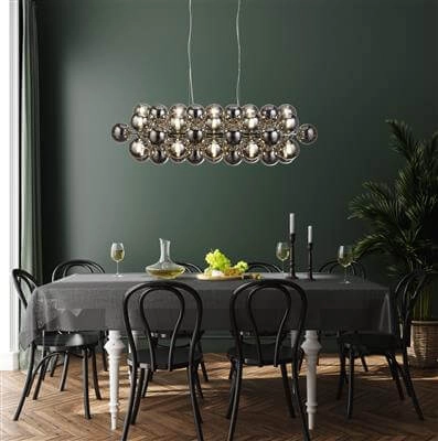 Pendant Lamp Glass Berry Globe 25-light black with smoke glass Searchlight 5053423188614