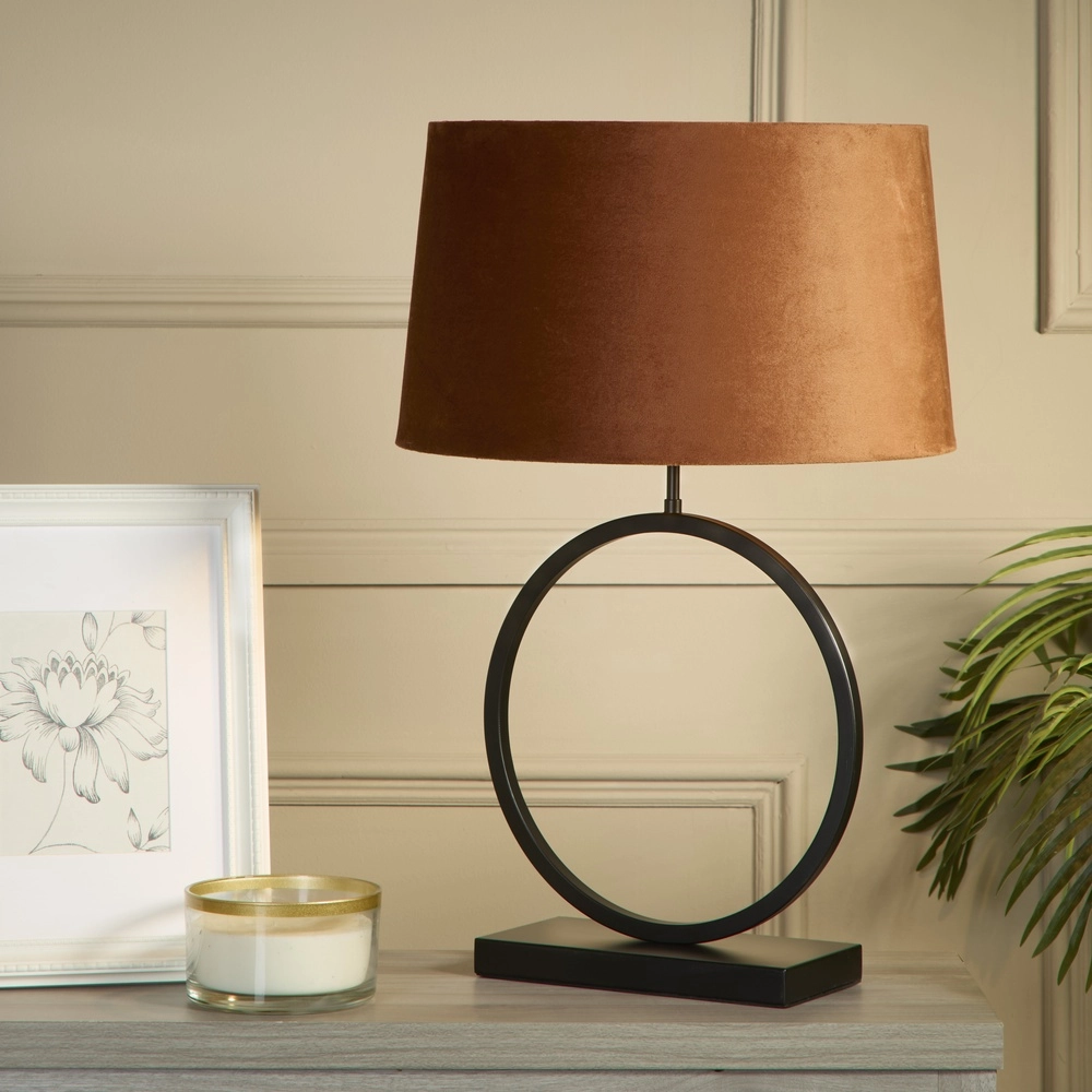 Table lamp Elegant black with orange hood Searchlight 5053423305493