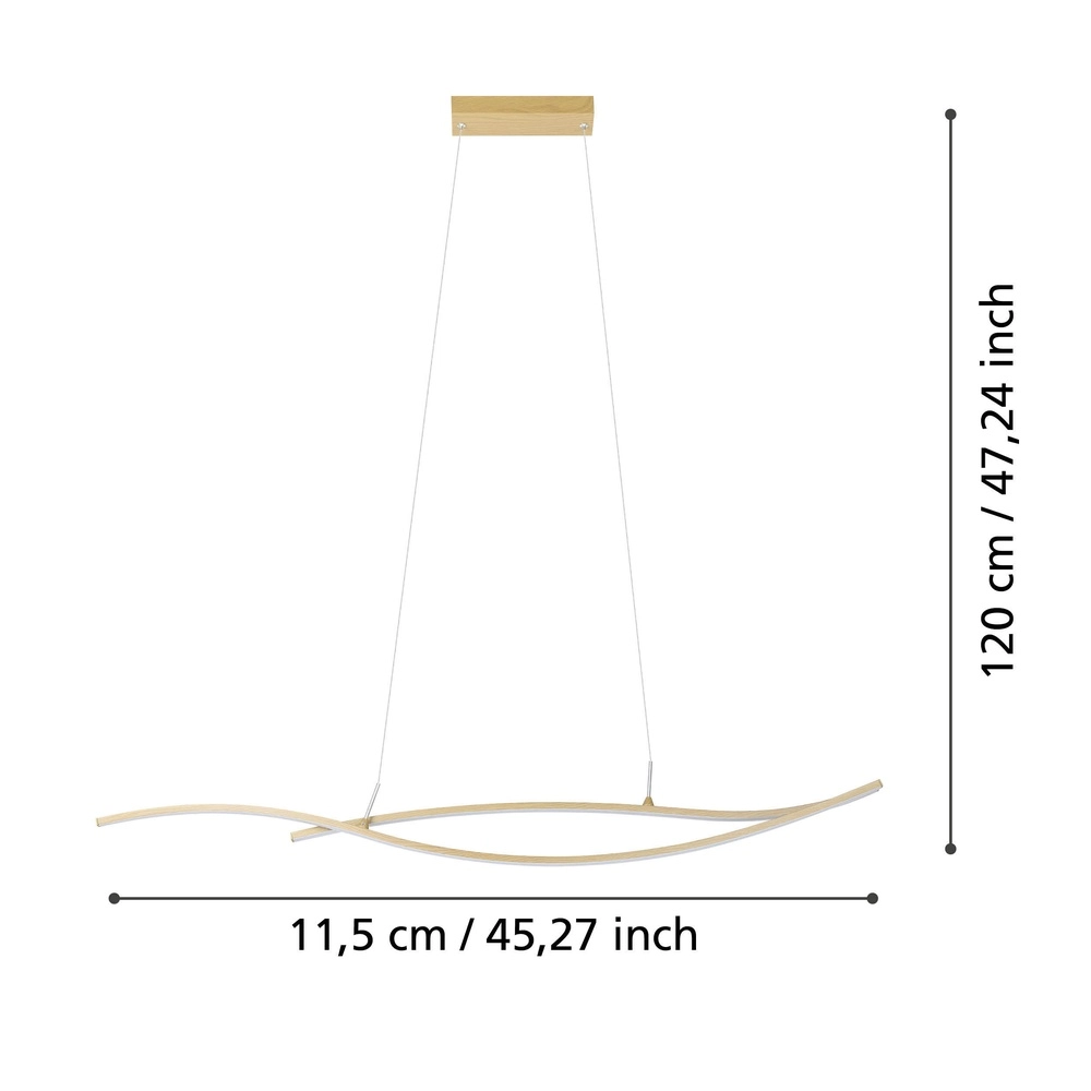 Led pendant light Grisolia 115cm - wood look Eglo 9008606316182