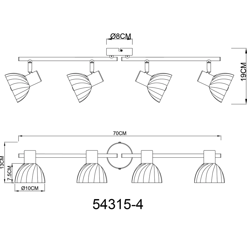 Ceiling lamp 4-lights Zachery nickel Globo 9007371522491