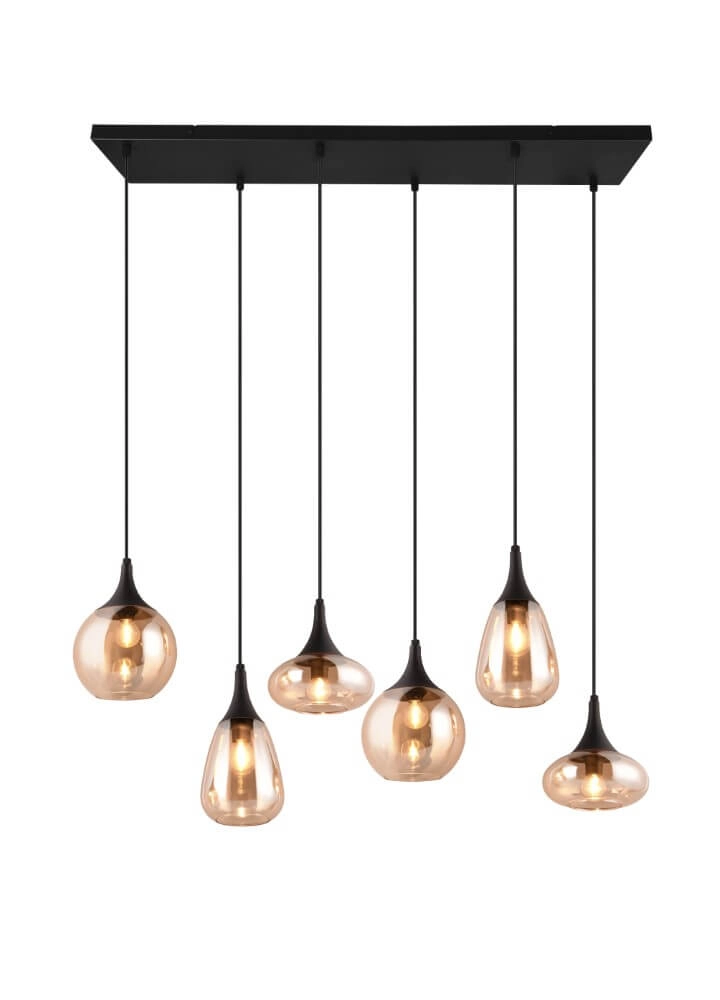 6-light pendant lamp Lumina with amber glass Trio 4017807577730