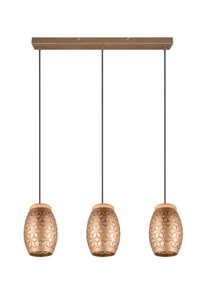 Brown hanging lamp Bidar 3-light