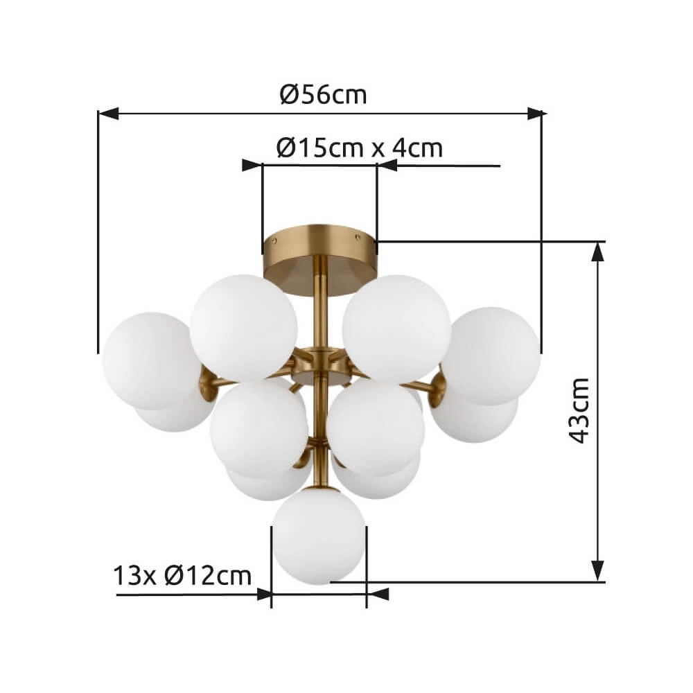 Golden ceiling lamp Grappy 13-light Globo 9007371453122