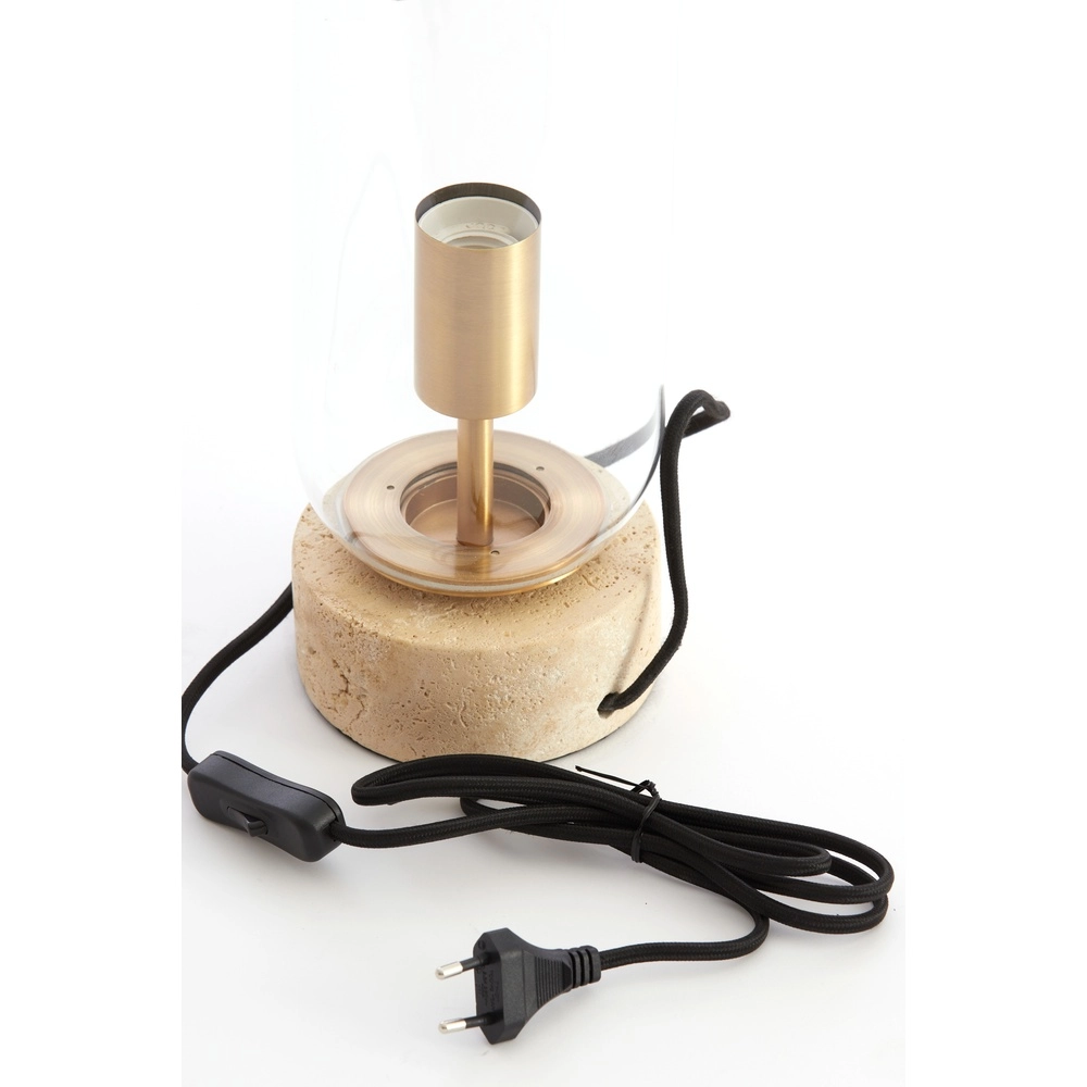 Glass table lamp Rylano 35cm - with travertine Light & Living 8717807730673