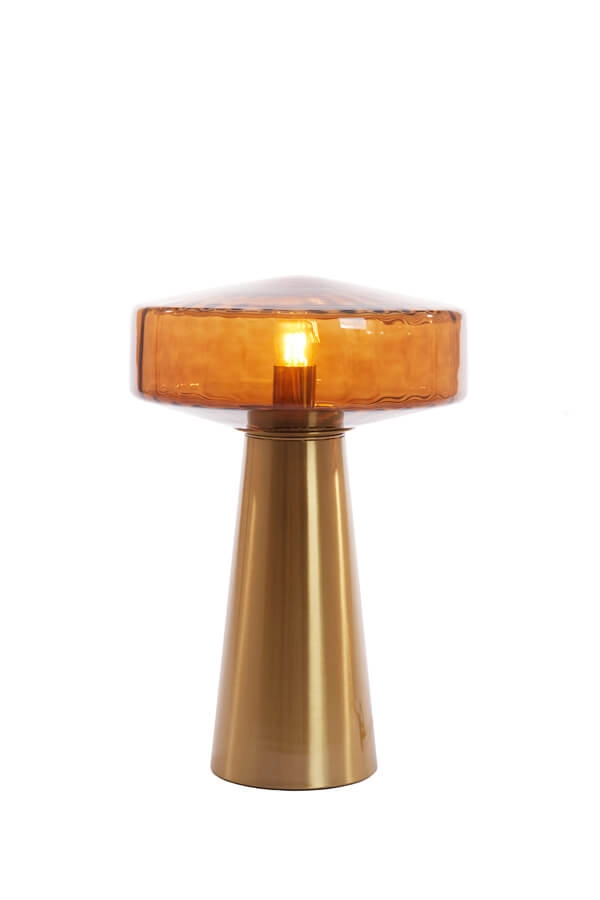 Table lamp Pleat gold with brown Ø 30cm