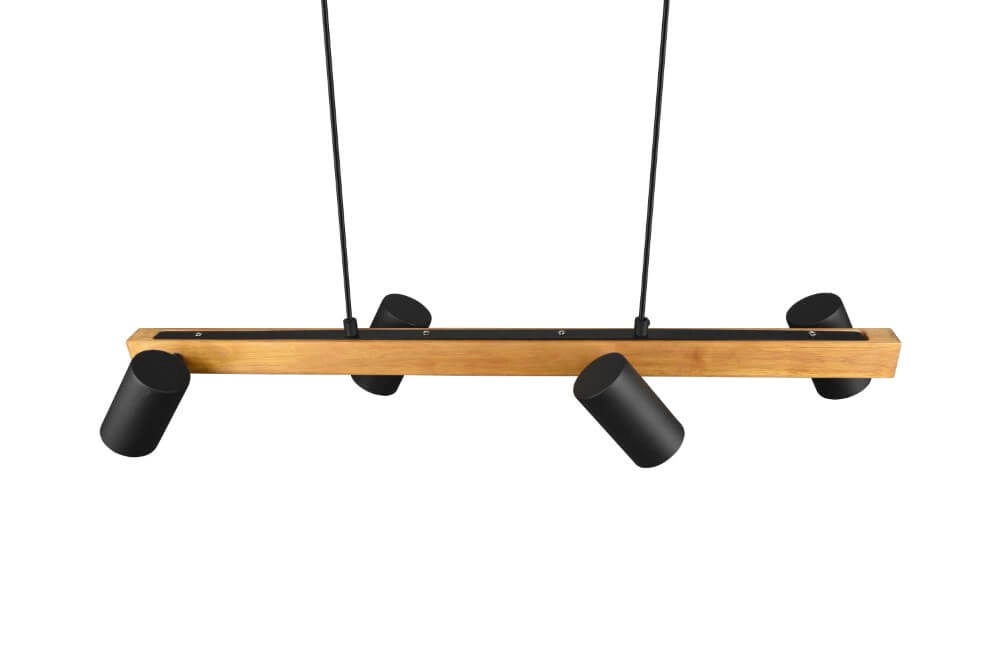 Adjustable hanging lamp Marley Black with wood Trio 4017807523720