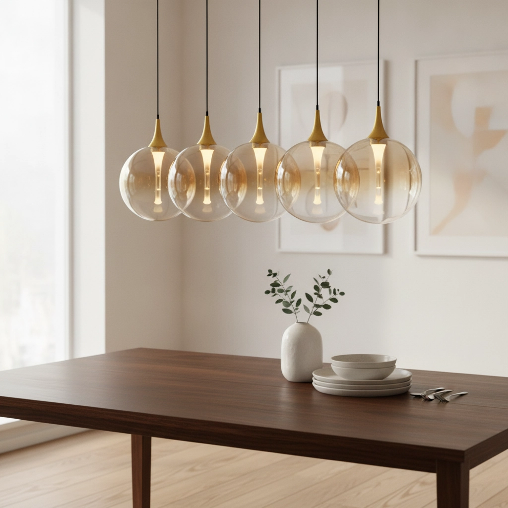 Pendant lamp Orenda straight 5-light amber glass