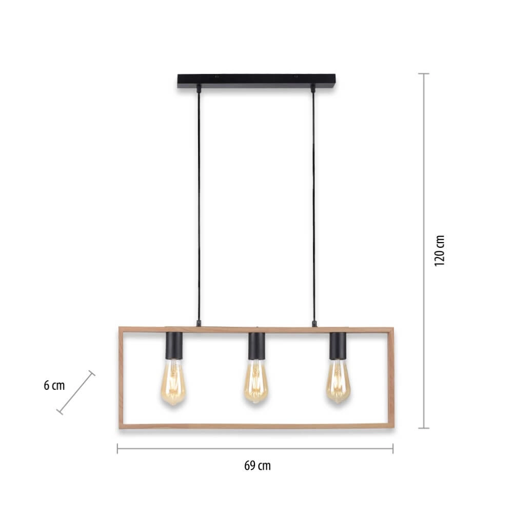 Country Pendant Lamp Franky 3-light Just Light 4043689966430