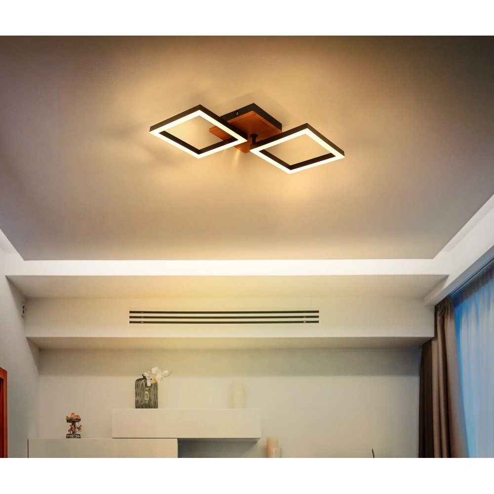 Design ceiling lamp Kerry black with wood look Globo 9007371440221