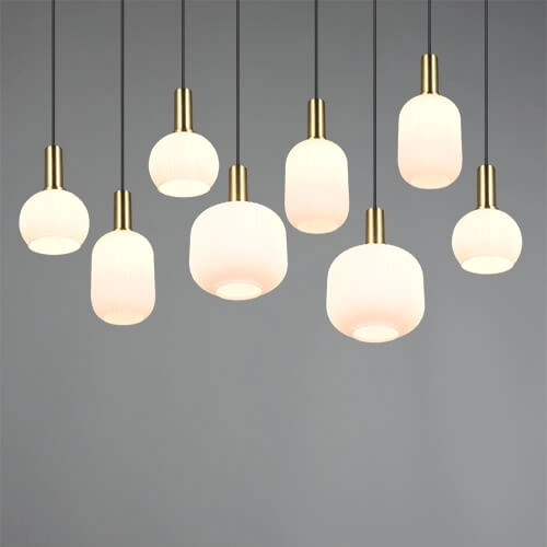 Dining room pendant lamp Diva 8-light - white glass Trio 4017807614527