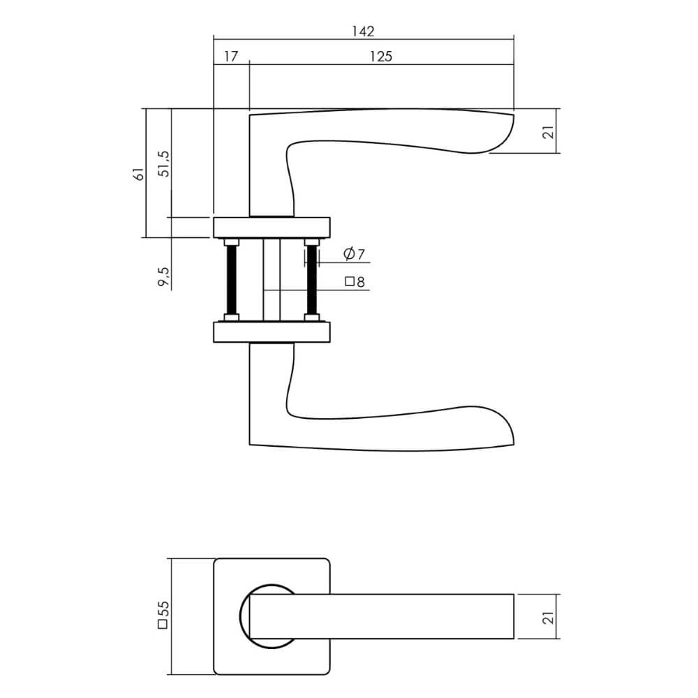Door handle Minos square anthracite Intersteel 8714186539392
