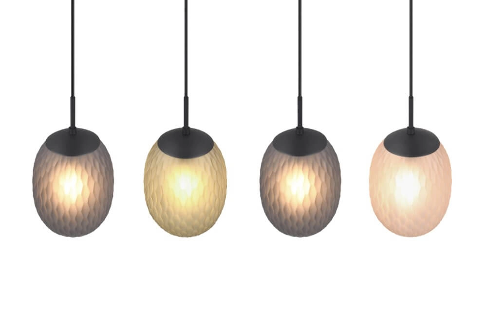 4-light pendant lamp Facette with ribbed colored glass Trio 4017807616842