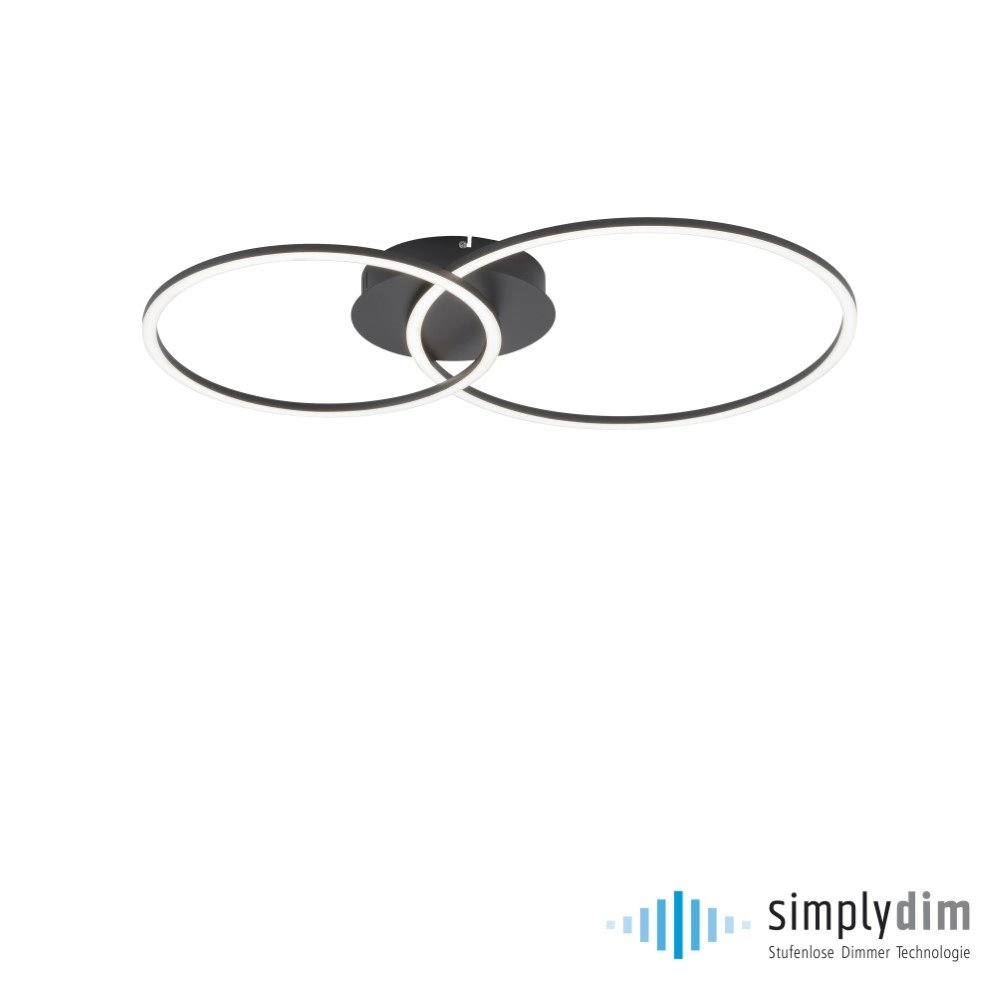 Modern ceiling lamp Ivanka 2-ring black Just Light 4043689970536