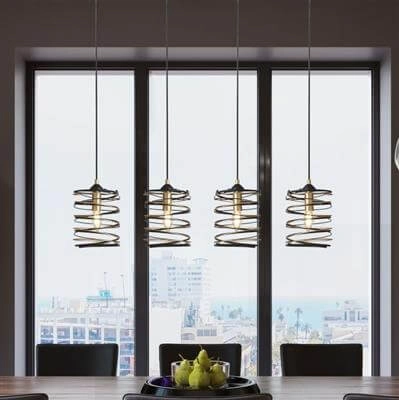 Pendant lamp Spring 4-light black with gold Searchlight 5053423185736
