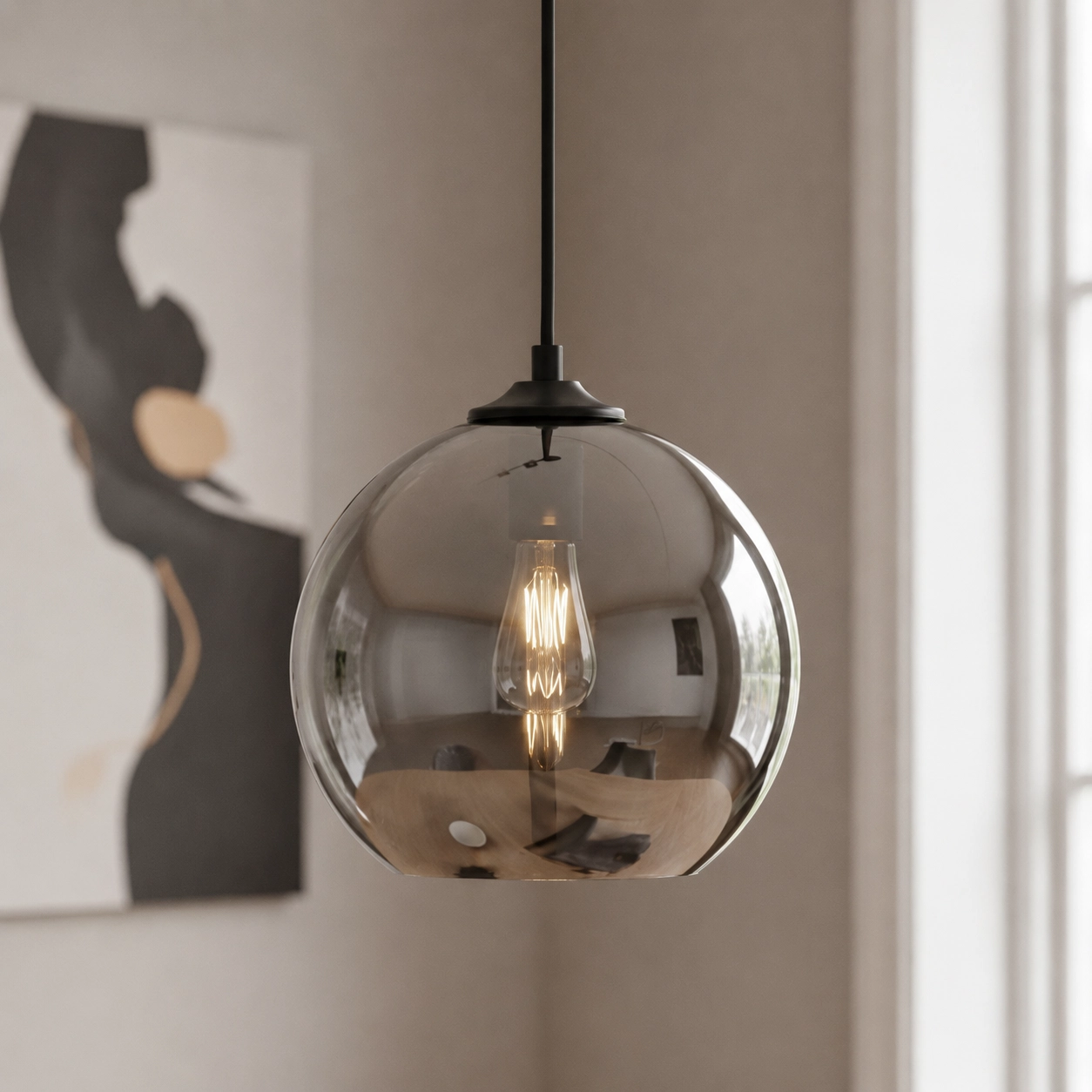 Design hanging lamp Marino titanium glass Ø 25cm