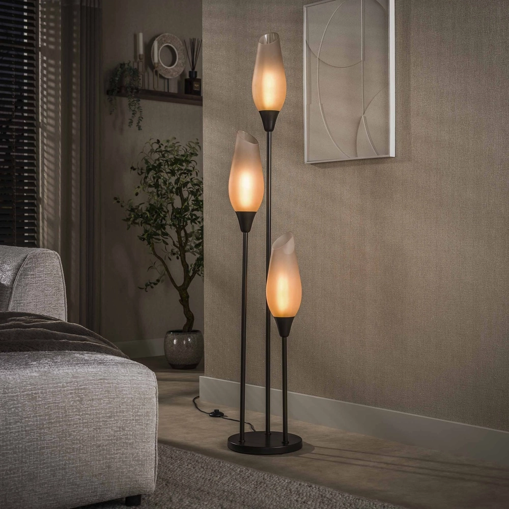 Glass floor lamp Cocoon 3x E27 - 168cm - frosted glass