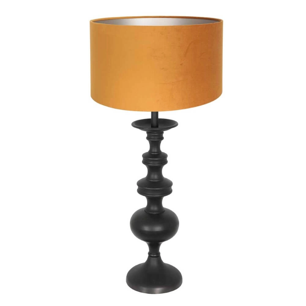 Classic table lamp Lyons C with golden velvet shade