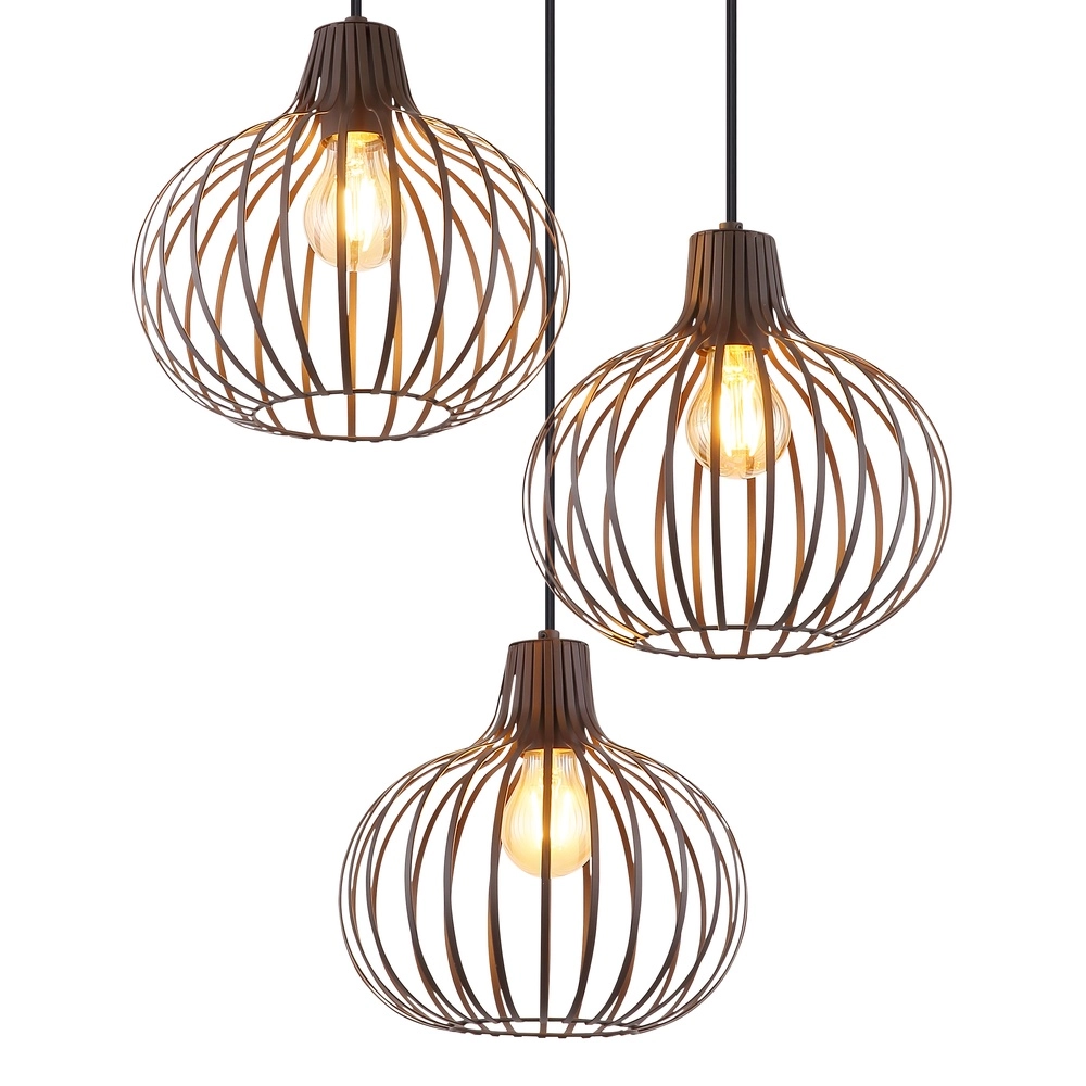 Design pendant lamp Mateo 3-light rust briun Globo 9007371569144