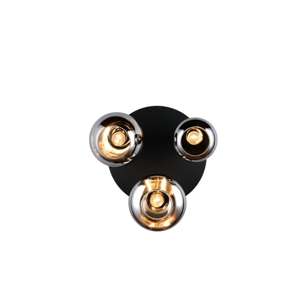 3-light ceiling lamp Lumina black with smoke glass Trio 4017807663167