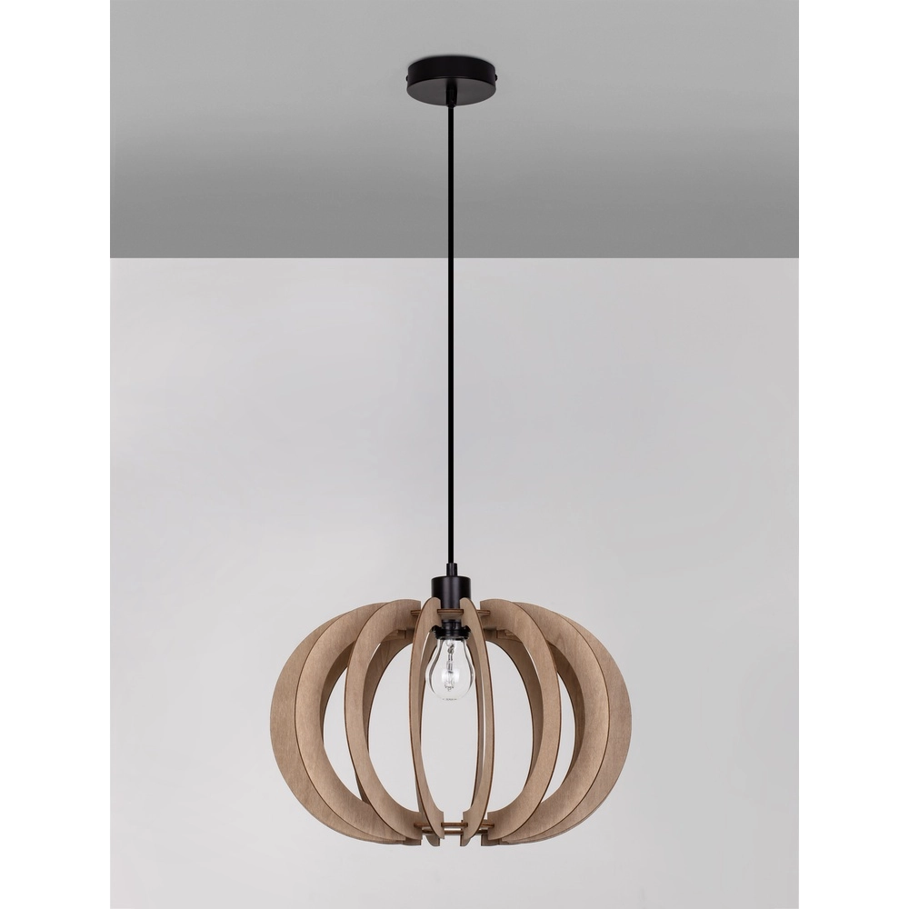 Wooden pendant lamp Ottoline dark Ø 40cm Lyora 5212017436207
