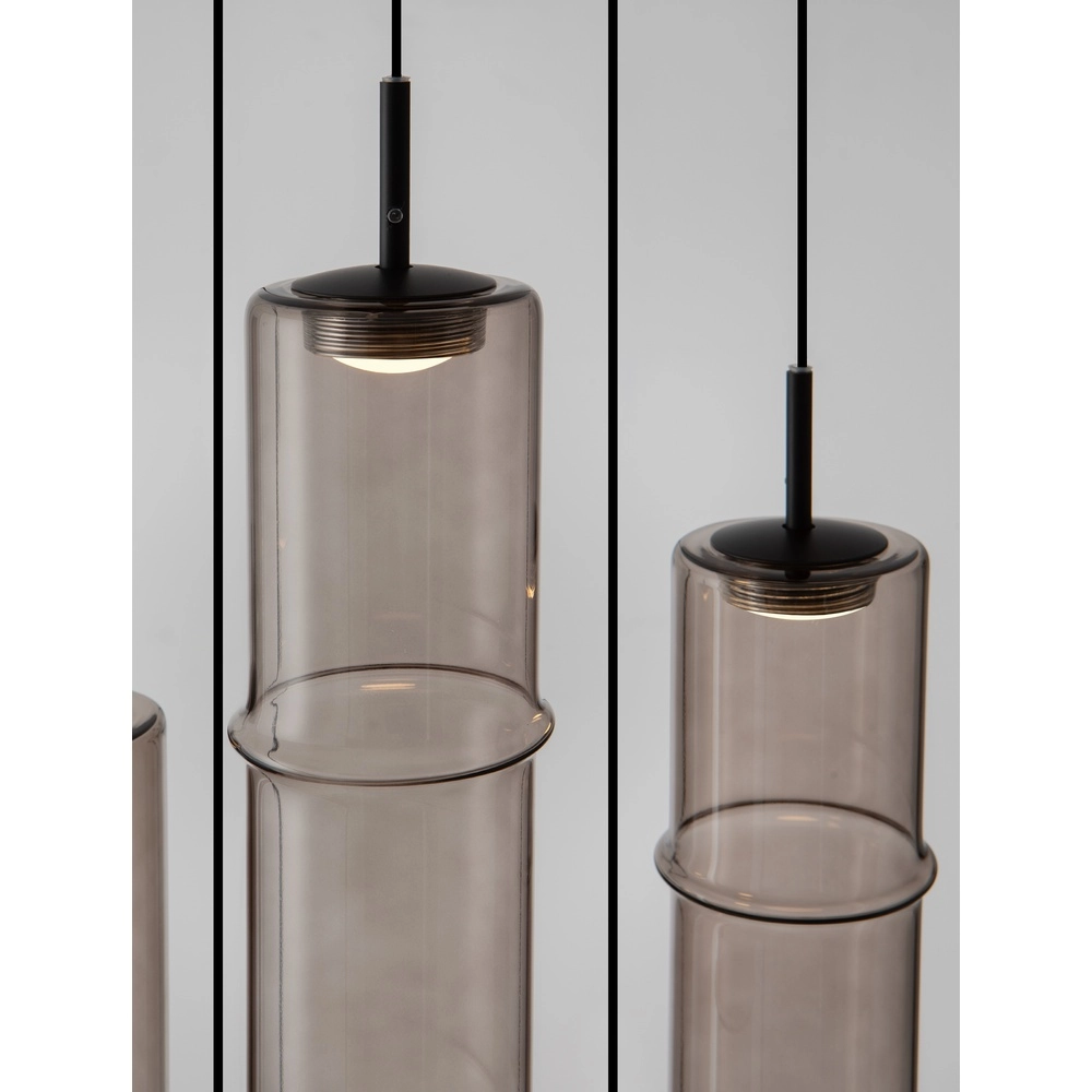 Unique pendant lamp Sano round 5-light smoke glass Lyora 5212017474056
