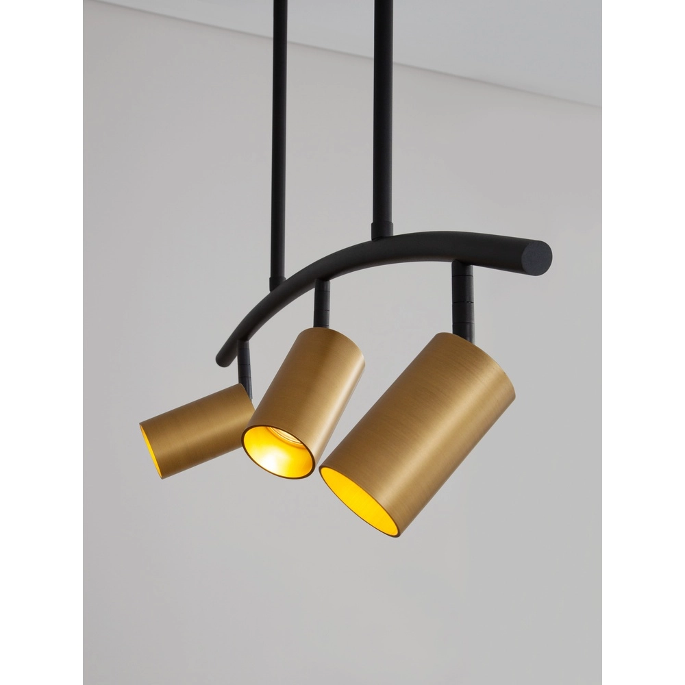 Pendant lamp Pogno 3-light black with gold round Lyora 5212017431295
