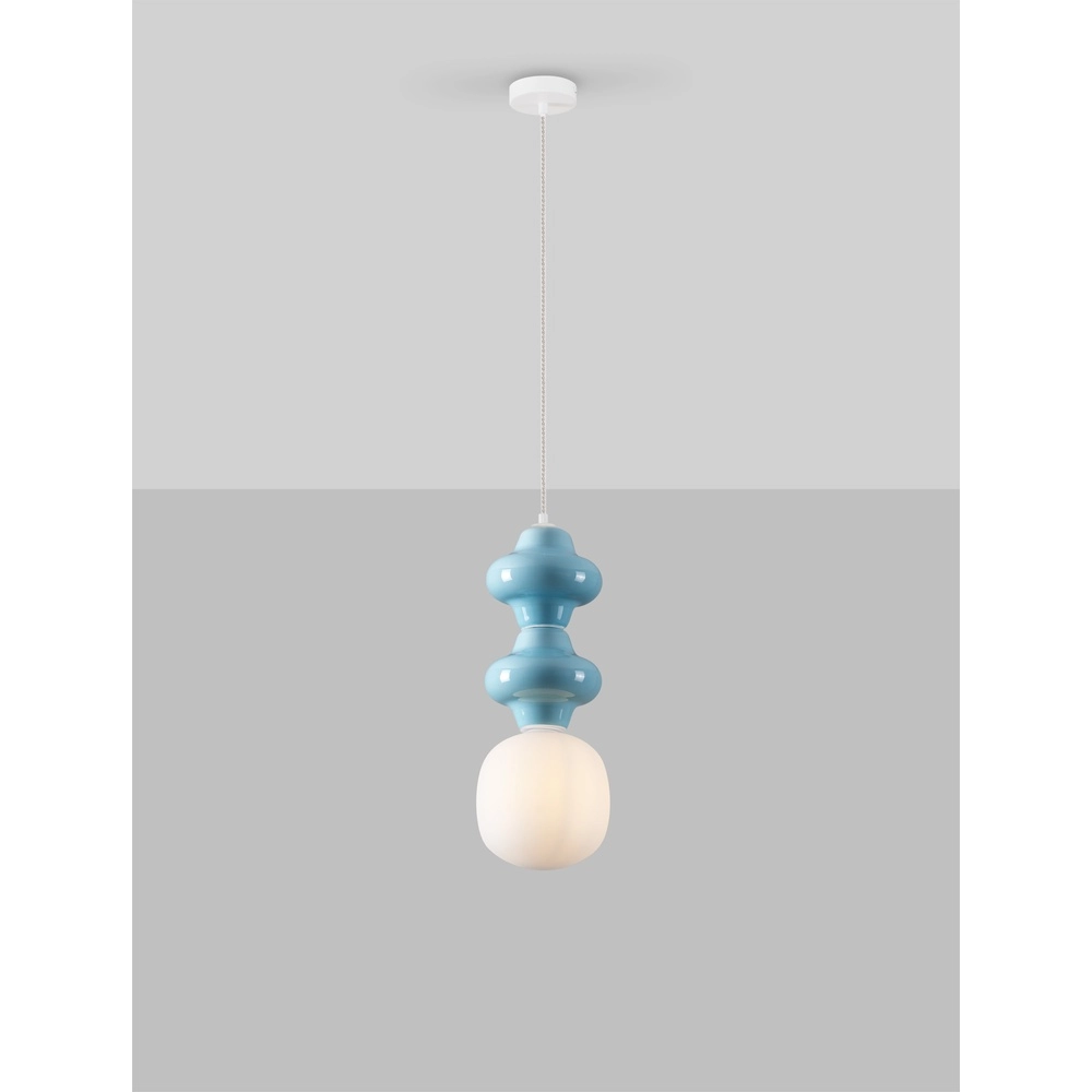 Pendant lamp Clio M blue keremia with white glass Lyora 5212017461254